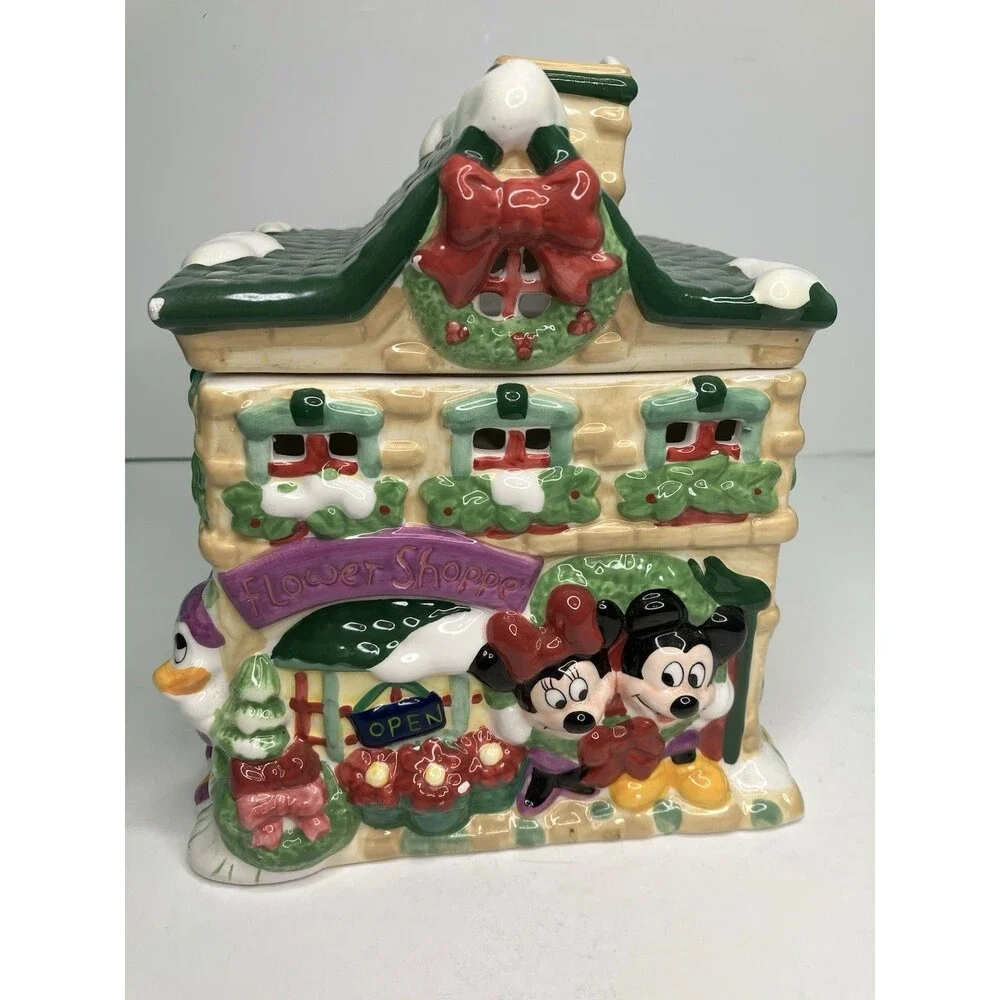 Disney Welcomes 2000 FTD Flower Shop Cookie Jar Votive Light House Mickey Mouse